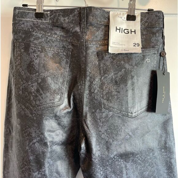 Rag & Bone Nina High-Rise Ankle Cigarette Snakeprint Jeans.Size 29 - Picture 13 of 16